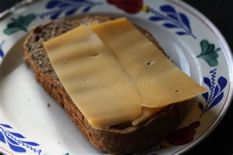 Slice of Bread with Cheese on a Plate in Kitchen Stock Photo - Image of eating, cheese: 109665854