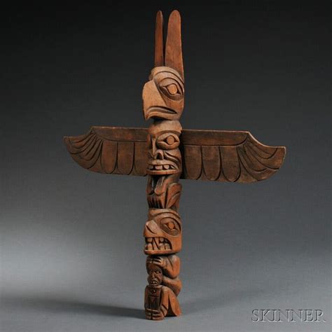 Northwest Coast Style Carved Wood Totem Pole Totem Totem Pole Tiki