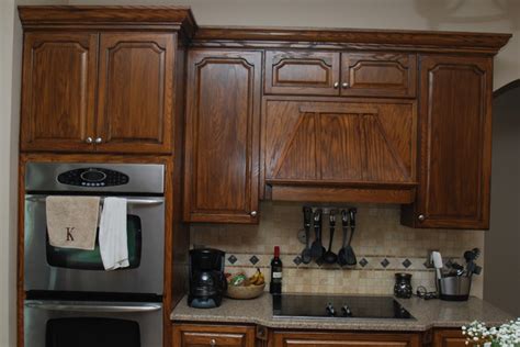 Dark Walnut Stained Cabinets Traditional Kitchen Kansas City By