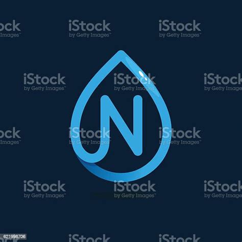 N Letter Icon In Blue Water Drop Stock Illustration Download Image Now Letter N Drop