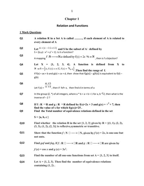 Relation And Functions