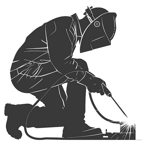 Silhouette Welder In Action Black Color Only Full Body Premium Ai