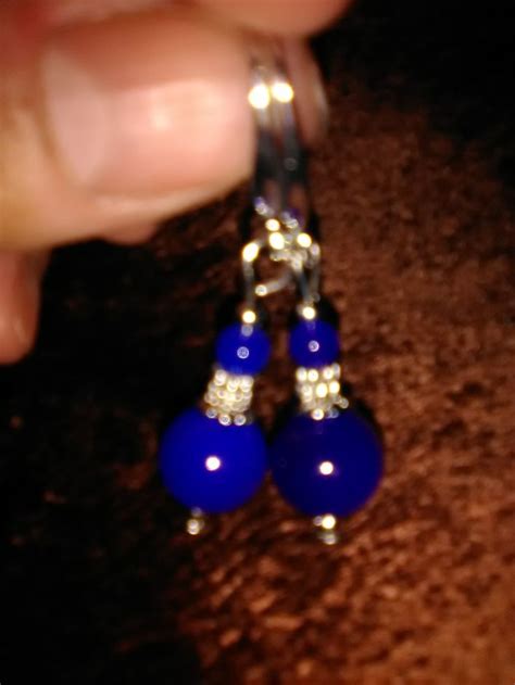 Queen Arelis Of Scots Blue Diamond Bead Earrings Of Scotland