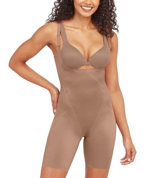 Spanx Womens Thinstincts 2 0 Open Bust Mid Thigh Bodysuit Macys