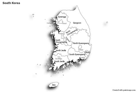 Mapas de muestra para Corea del Sur blanco negro sombrío Map Maker