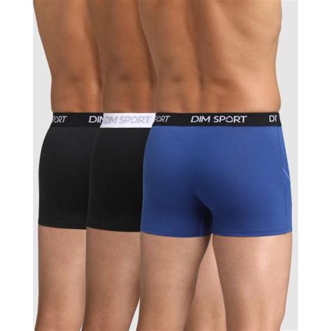 Lot De Boxers Maintien Fort Coton Stretch Noirs Sport Dim Suisses