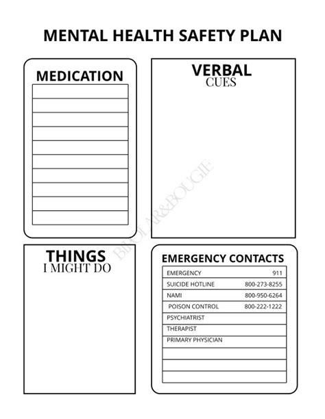 Mental Health Safety Plan Pdf Etsy