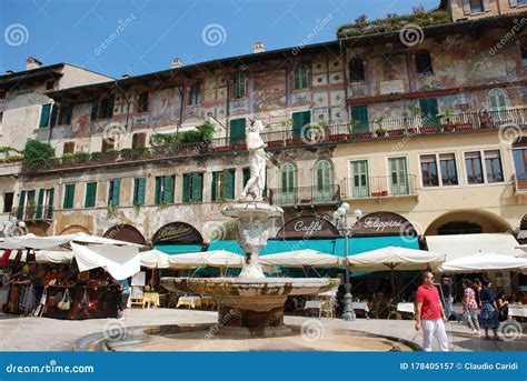 Piazza Delle Erbe in Center of Verona City. Editorial Photography ...