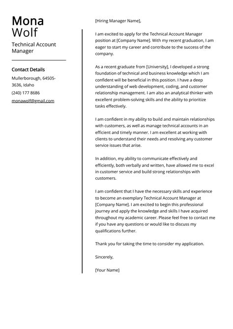 Technical Account Manager Cover Letter Example Free Guide