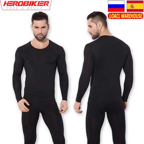 Herobiker Men Fleece Lined Thermal Underwear Set Motorcycle Skiing Base