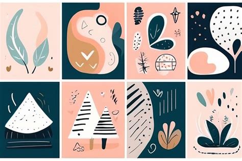 Premium Photo Set Of Eight Abstract Backgrounds Hand Drawn Various