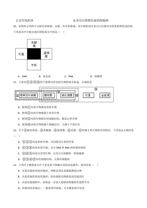 第1章 走近细胞（单元测试） 高一生物同步备课系列（人教版2019必修1）含解析 21世纪教育网