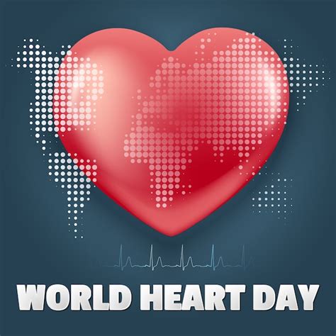 Premium Vector World Heart Day Realistic Style Banner Red Heart With