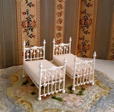 1 24 Half Scale Dollhouse Miniature Bunk Bed Brass Iron Look Etsy