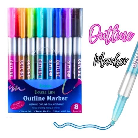 Caneta Para Contorno - Kit Caneta Outline Marker Metálica Linha Dupla Arte Caneta Contorno ...