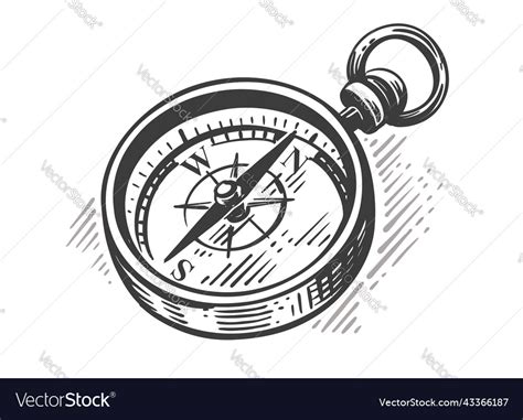 Vintage compass sketch engraving Royalty Free Vector Image