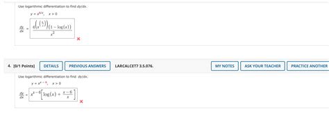 Solved Use Logarithmic Differentiation To Find Dydx Y