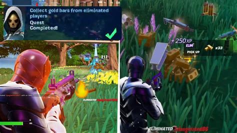 Collect Gold Bars From Eliminated Players In Fortnite Quest Youtube