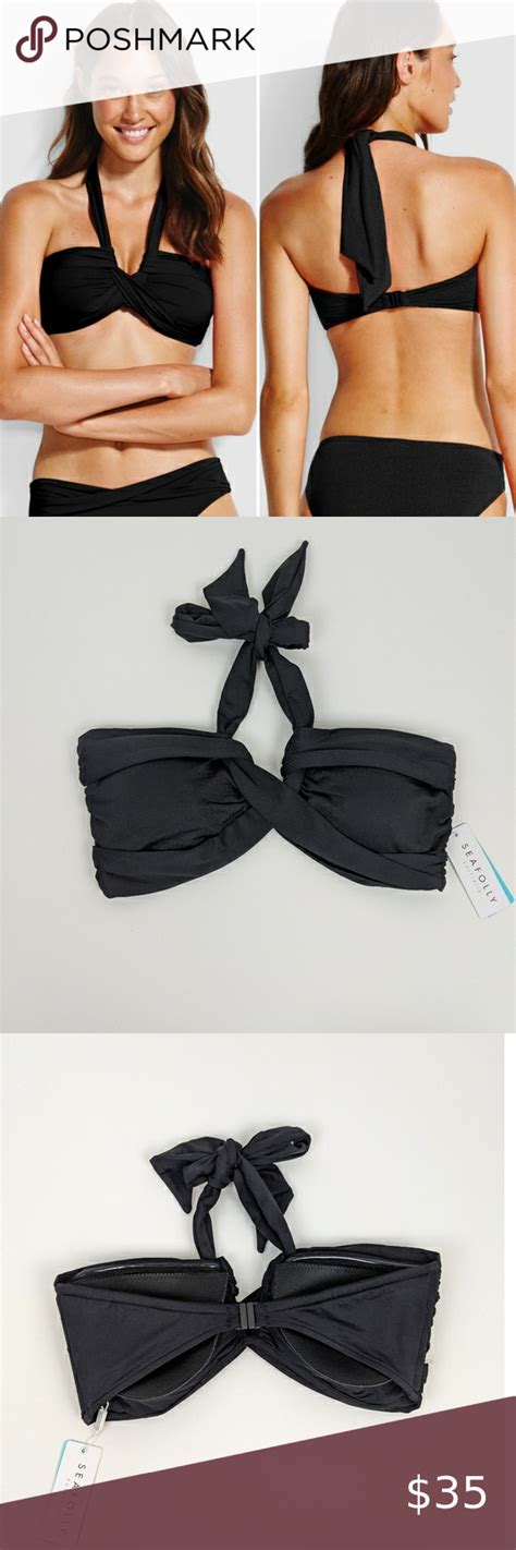 Seafolly Black Bandeau Classic Bikini Top Bikini Tops Black Bandeau