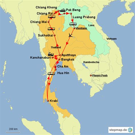 Stepmap Thailand Laos Landkarte F R Asien