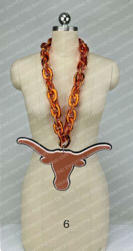 New Texas Longhorns Orange Jumbo Black Big Fan Chain Necklace Foam Usa