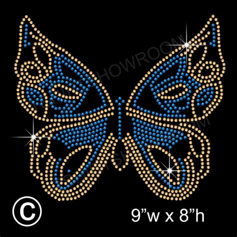 Butterfly Rhinestone Diamante Transfer Hotfix Iron On Motif Applique A