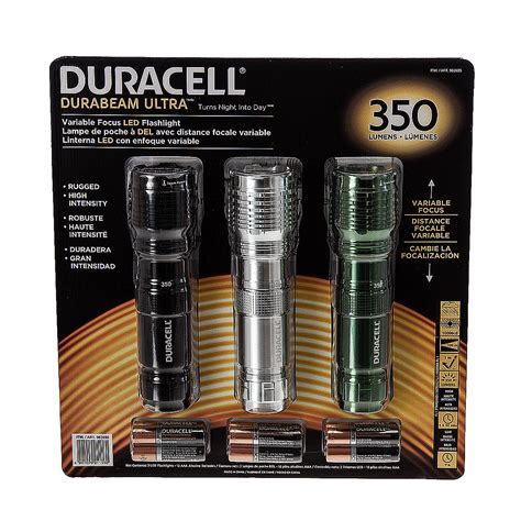 Toolstop Duracell Flashlight Torch Triple Pack 350 Lumen With 12 Aaa Batteries