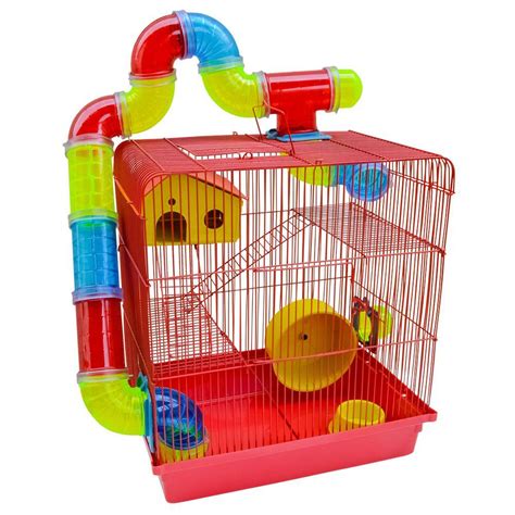 Gaiola Para Hamster Roedores Jel Plast Super Luxo Andares Vermelha