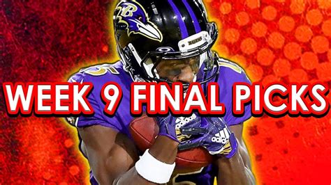 Nfl Draftkings Picks Fanduel Picks Week 9 Dfs Picks Youtube