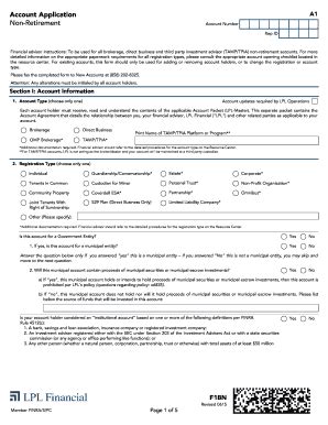 Fillable Online Account Application A Non Retirement Account Number