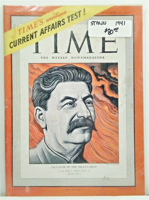 Oct 27 1941 Time Magazine Soviet Joseph Stalin On Cover — V Good Ebay