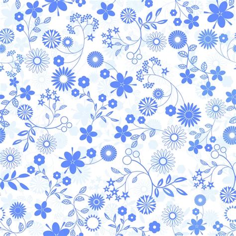 Seamless Blue Floral Pattern Stock Vector Olgadrozd