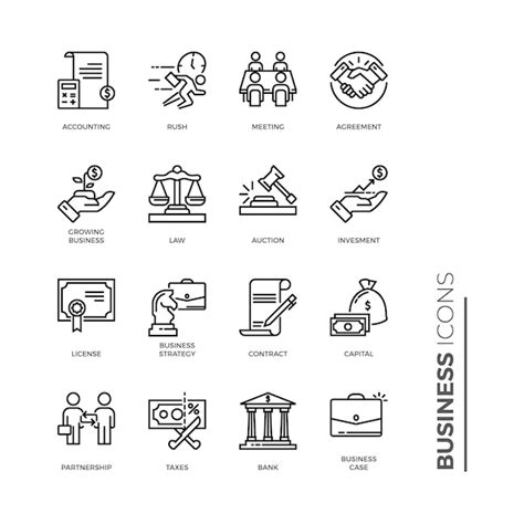 비즈니스 아이콘 관련된 벡터 라인 아이콘의 간단한 세트 프리미엄 벡터
