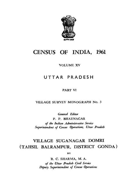 India Village Survey Monograph No 3 Village Suganagar Domri Part Vi