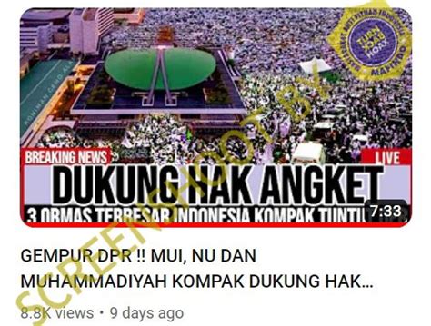 Hoaks Mui Muhammadiyah Nu Dukung Hak Angket Koma Id