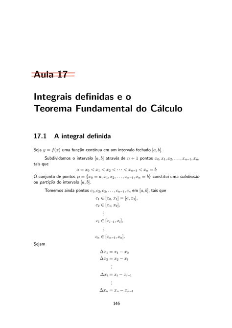 Material 8 Aula 17 Integrais Definidas E O Teorema Fundamental Do C