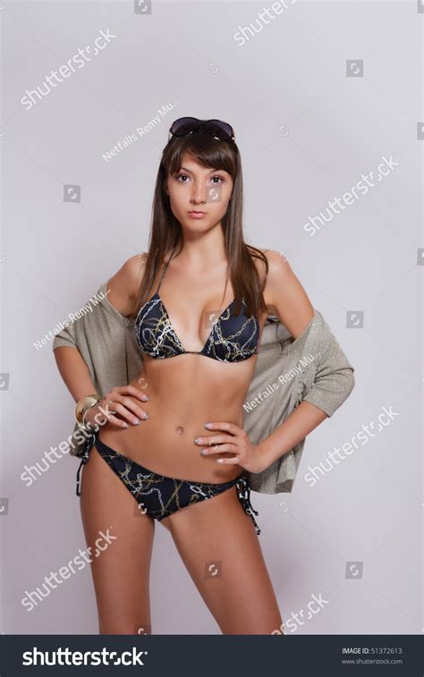 Tanned Woman Wearing Bikini Sunglasses Stock Photo Shutterstock