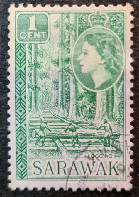 Malaya Sarawak 1955 1957 Queen Elizabeth II Local Motifs Low Value