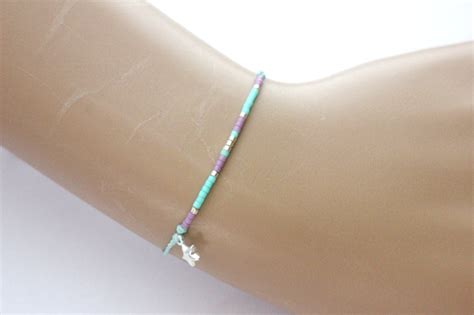 Bracelet Perles Miyuki Aqua Mauve Et Argent Emmafashionstyle