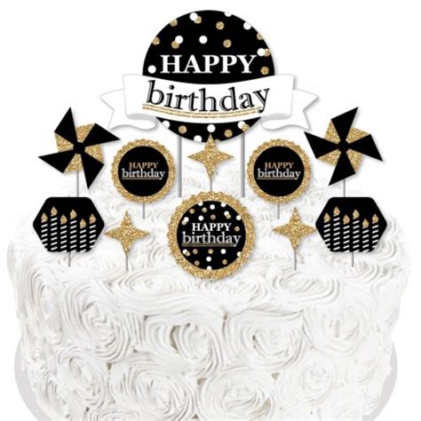 Big Dot Of Happiness Adult Happy Birthday Gold Party Cake Decor Kit