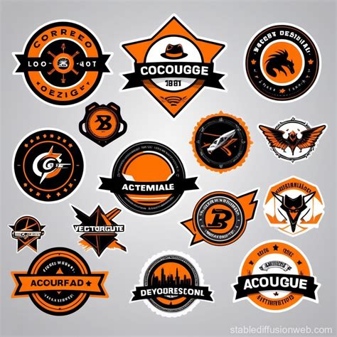 detailed meat market logo  orange  black stable diffusion