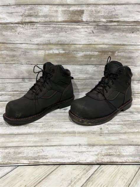 Worx By Red Wings Mens Black Leather Steel Toe Lace Up Work Boots Sz