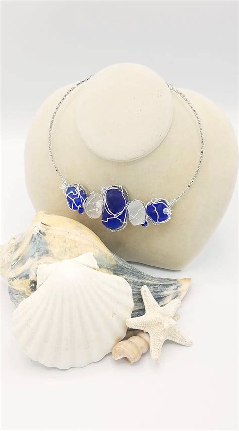 Rare Cobalt Blue Statement Piece Necklace Cobalt Sea Glass Etsy