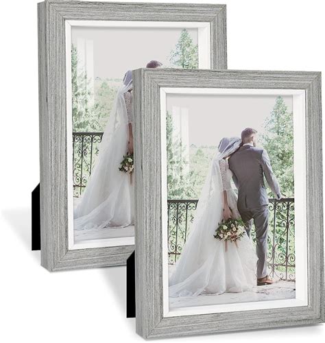 SUMGAR Photo Frames 7x5 Wooden Grey Picture Frame Desktop Display Wall