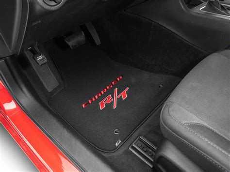 Lloyd Charger Velourtex Front Floor Mats With Red R T Logo Black