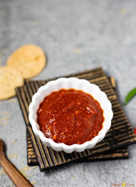 Red Chilli Garlic Chutney For Chaat Piping Pot Curry