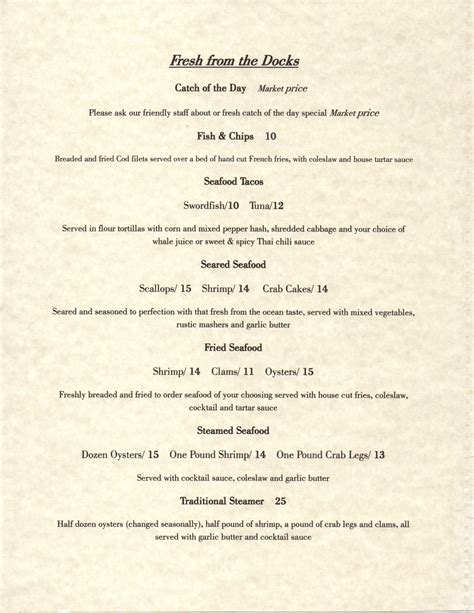 old towne tavern menu