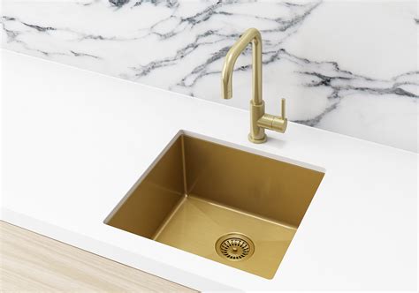 Meir Lavello BRUSHED BRONZE GOLD KITCHEN SINK SINGLE BOWL 450 X 450