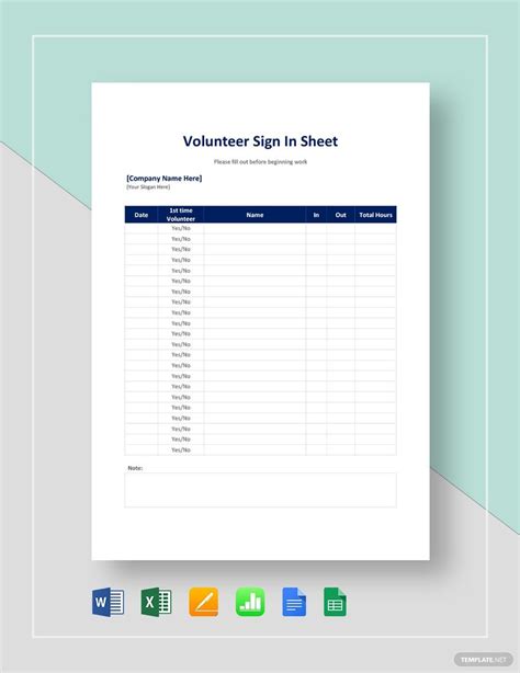 Sample Volunteer Sign In Sheet Template In Google Docs Google Sheets