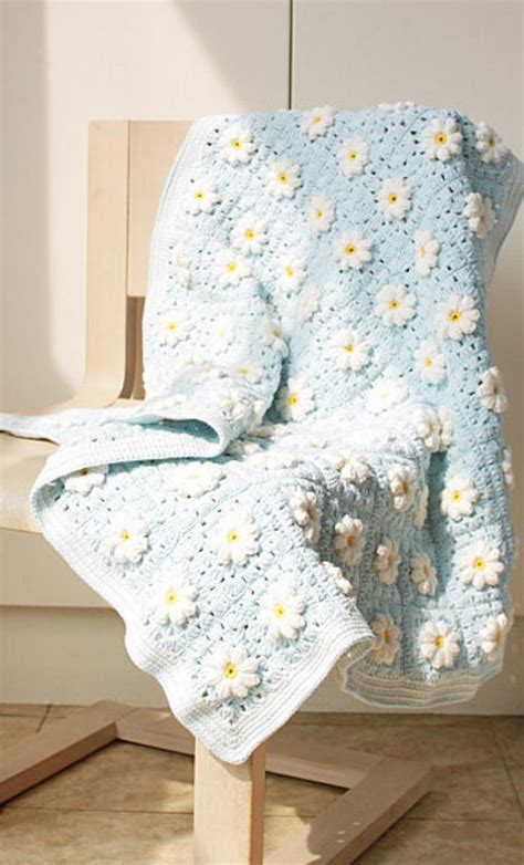 CROCHET Blanket Pattern Flower Blanket Marguerite Daisy Blanket Home